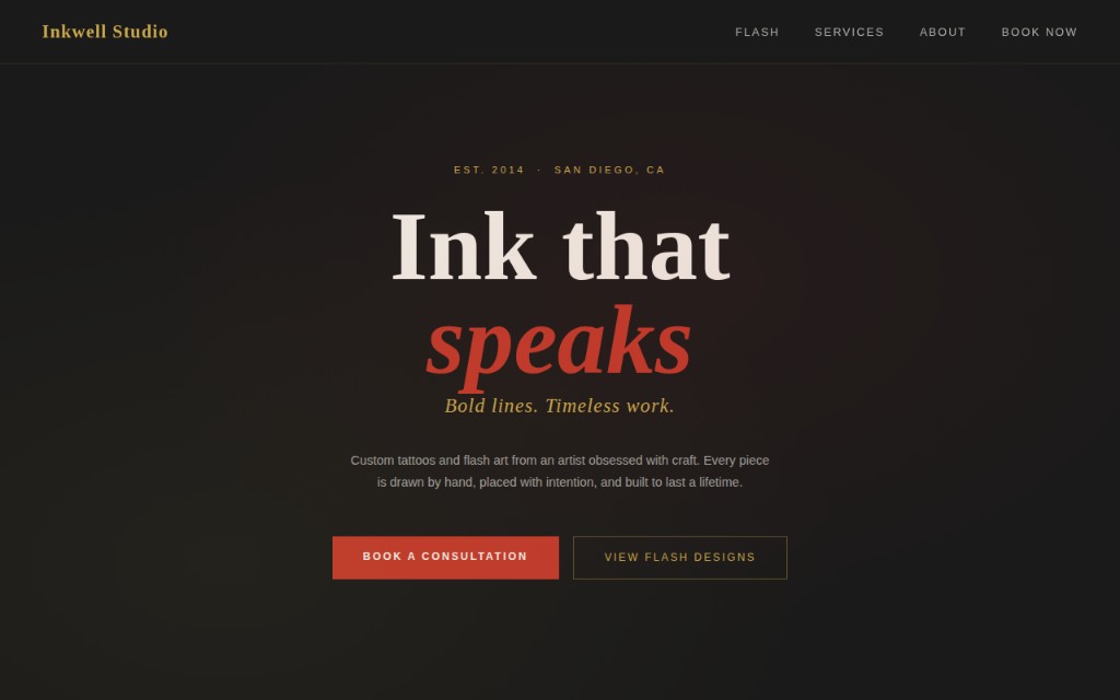 Tattoo Studio Website Template